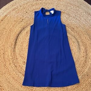 Blue Cobalt Sleeveless High Neck Shift dress